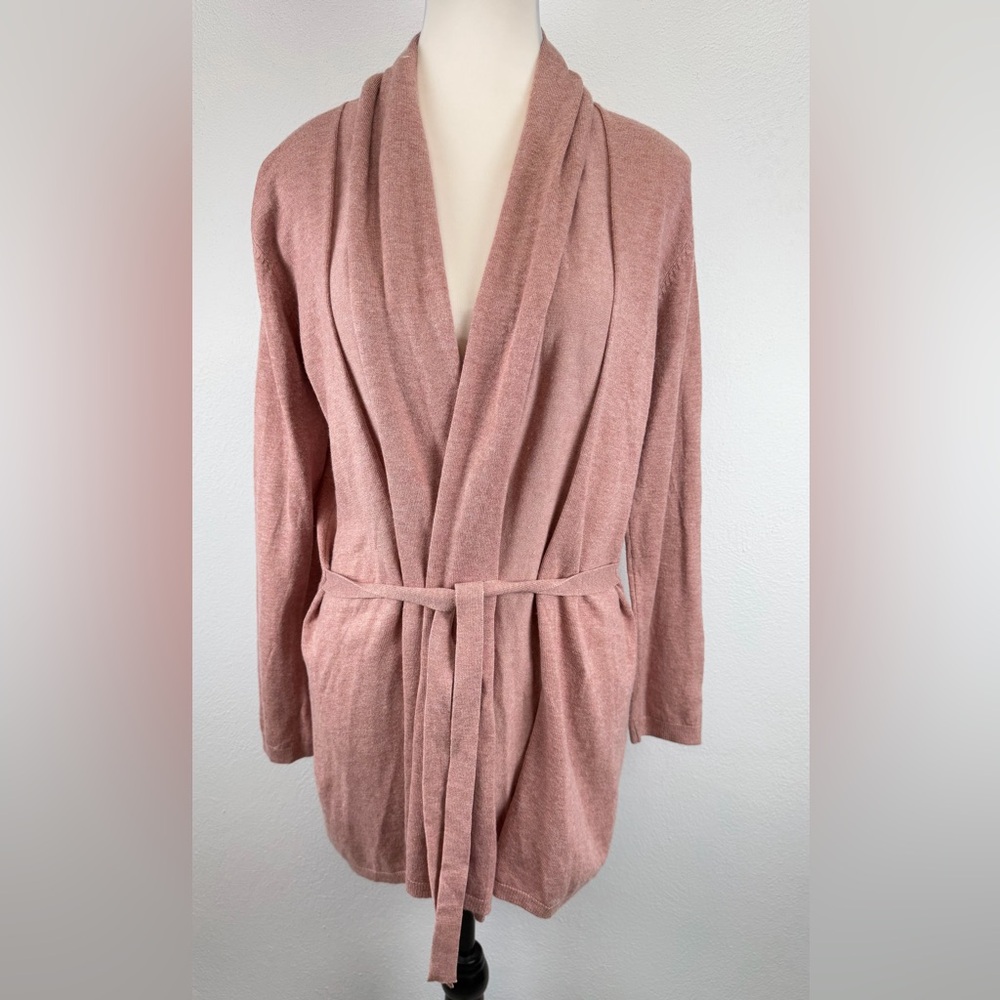 Zara Knit Long Sleeve Cozy‎ Soft Open Front Belted Pink Cardigan Size S